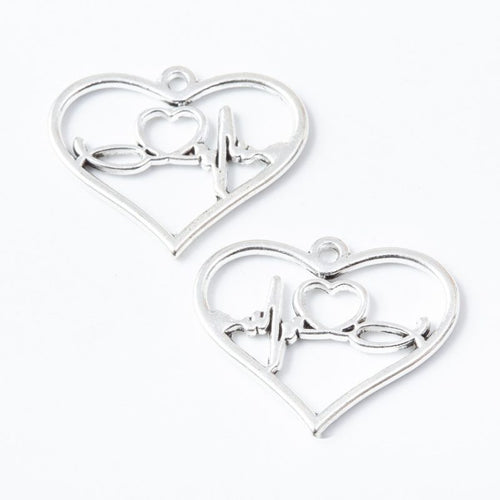 Love Heart Outline metal design front and back view on a light background