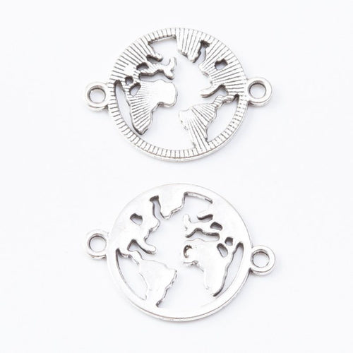 Detail view of world map connector showing finish variation 2