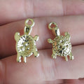 Small Turtle Charm with Patterned Shell in Two Antique Finishes view 2