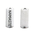 NAMASTE Engraved Rectangular Tag Pendant Charm in Antique Silver view 2