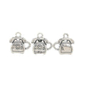 Rotary Telephone Metal Charms in Two Antique Finishes view 2