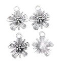 Flower Charm with ribbed petals in Antique Silver for Jewelry Making Crafts view 2
