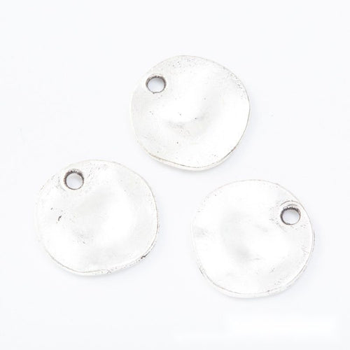Antique Silver, Antique Bronze round blank charm shown in a detailed product view