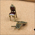 Antique Bronze Red Enamel Chair Charm With Dimensional Form view 2