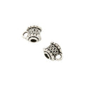 Ornate Barrel Large Hole Bail Bead in Antique Silver Tone view 2