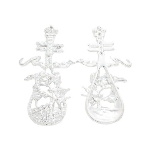 Antique Silver chinese dragon instrument charm shown in product image 2