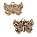 Antique Bronze and Silver Floral Butterfly Charms for Jewelry Making view 2
