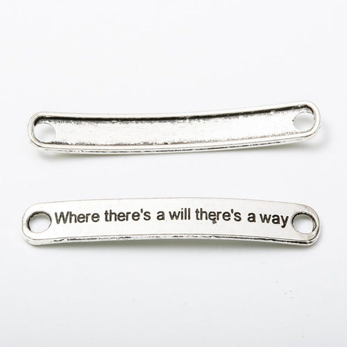 Closer front view of the motivational quote bar connector shape and surface details.