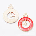 Round Enamel Clock Face Metal Charms in Three Colors view 2