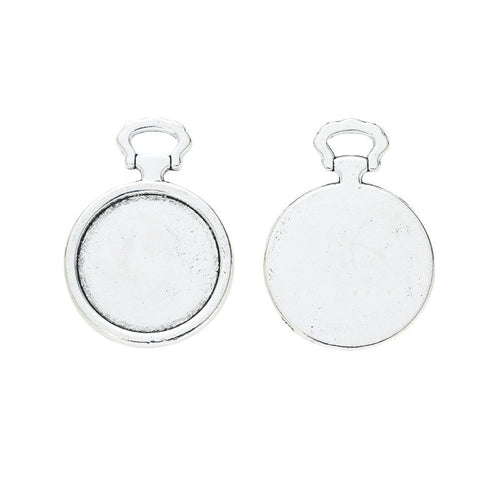 Metal pocket-watch-shaped setting, front detail shown in the product image