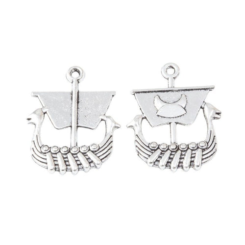 Alternate image of Viking longship charm showing available finishes and form