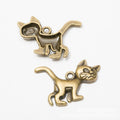 Walking Cat Pendant Charm in Two Antique Metal Finishes view 2