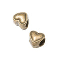 Heart Large Hole Bead with a raised heart face in 4 Metal Finishes view 2