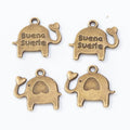 Elephant Metal Charms With Lettered Blanket in Two Antique Finishes view 2