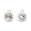 Vintage Finish Metal Square Love Message Charms in 2 Style Options view 2