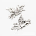 Antique Metal Phoenix Bird Charm Pendant With Textured Detail, 2 Finishes view 2