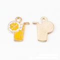 Yellow Lemon Drink Glass Enamel Pendant Charm with Straw view 2