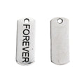 FOREVER Engraved Rectangular Tag Pendant Charm in Antique Silver view 2