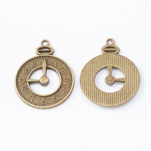 Round Cutout Clock Charm shown from the front in contrasting finishes
