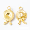 Round Hat-Shaped Double-Sided Metal Charm Pendants in 3 Finishes view 2