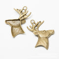 Antlered Deer Head Metal Charm Pendant in Two Finishes view 2