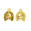 Running Horse Horseshoe Charm in Textured Metal for Jewelry Making view 2