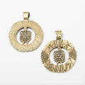 Round Embossed Geometric Metal Charm Pendant For Jewelry Making view 2