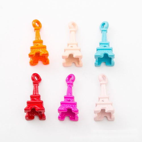 Front detail of small Eiffel Tower silhouette with a glossy colored coating