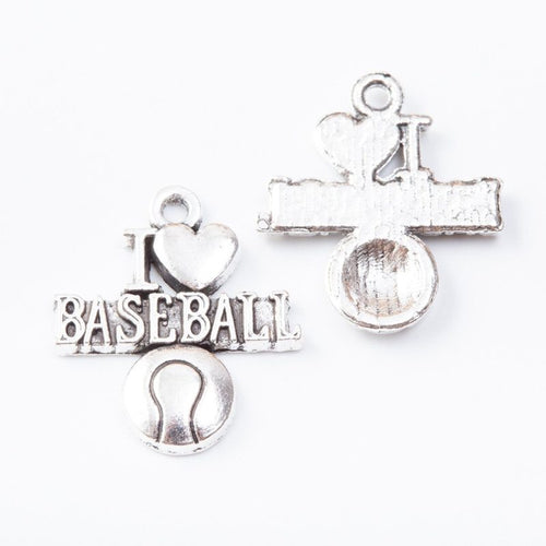 Multi-loop baseball connectors with a bat, ball, cap, and BASEBALL lettering shown from the front on a white background.