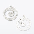 Spiral Wave Round Metal Charms in Two Antique Finishes view 2