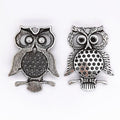Antique Openwork Owl Metal Charm, Two Finishes Jewelry Component view 2