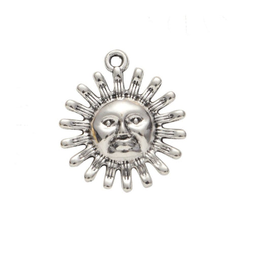 Sun Face Cabochon Setting Charm front and reverse details on a white background
