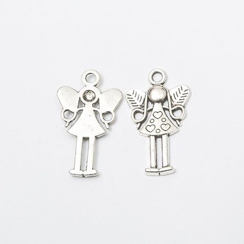 Heart Holding Angel Charm front and reverse details on a white background