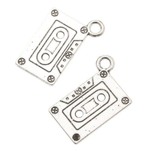 Cassette Tape Metal Charms close product view showing form and surface detail