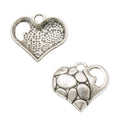 Paw Print Heart Charms in Antique Bronze and Silver view 2