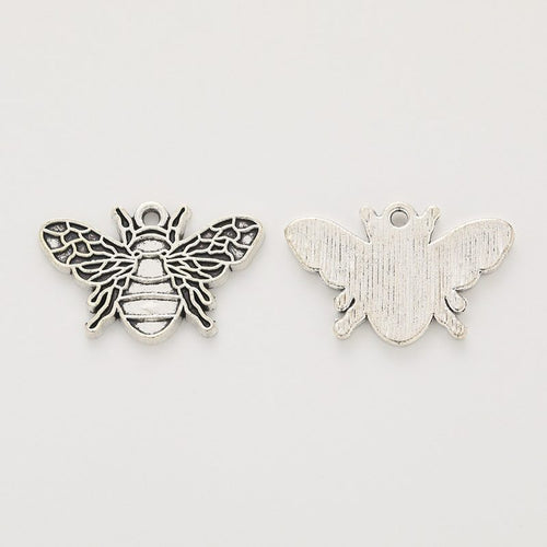Detailed Bee Charm front and reverse details on a white background