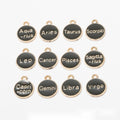 Round Black Enamel Zodiac Sign Charm Assortment in Gold Tone view 2
