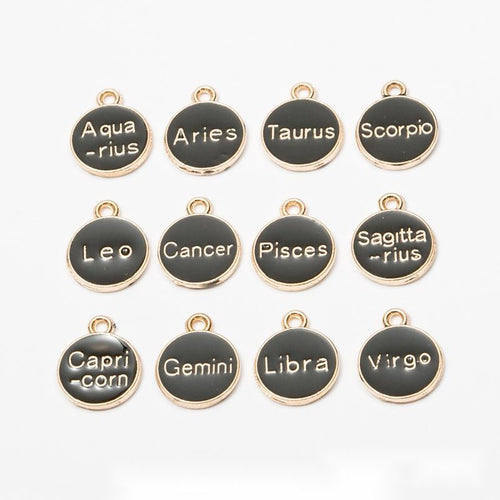Alternate image of zodiac charm assortment showing available finishes and form