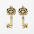 Floral Bow Skeleton Key Charm in Multiple Metal Finishes for Jewelry Making view 2