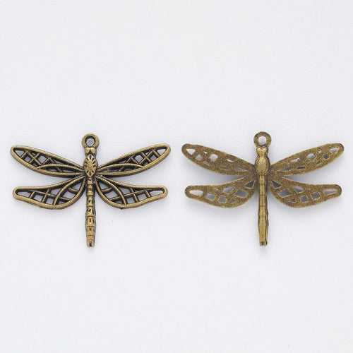 Openwork Dragonfly Charm front and reverse details on a white background