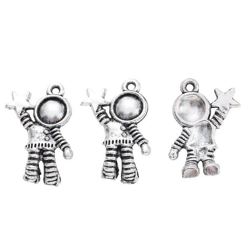 Closer view of the astronaut with star charm surface and hanging loop