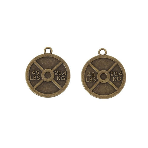 Grouped front and back views showing the details of weight plate charms