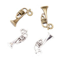 Trumpet Shaped Metal Charms in Two Antique Finishes view 2