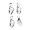 Seashell Charm with a spiral seashell form in Antique Silver view 2