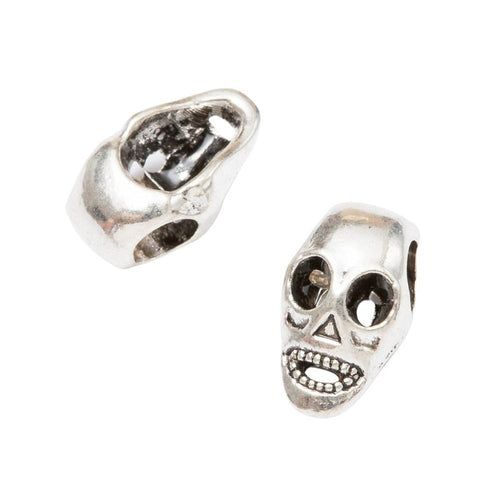 Metal skull head large-hole bead, front detail shown in the product image