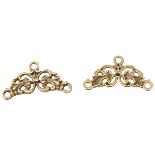 Close view of the front details on floral three loop connectors