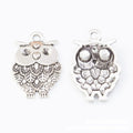 Detailed Owl Charm with Layered Feather Pattern in Two Finishes view 2