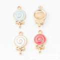 Enamel Swirl Lollipop Bow Charm Pendant For Jewelry Making view 2