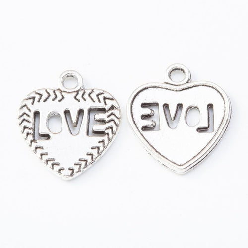 Detailed view of openwork LOVE heart metal component