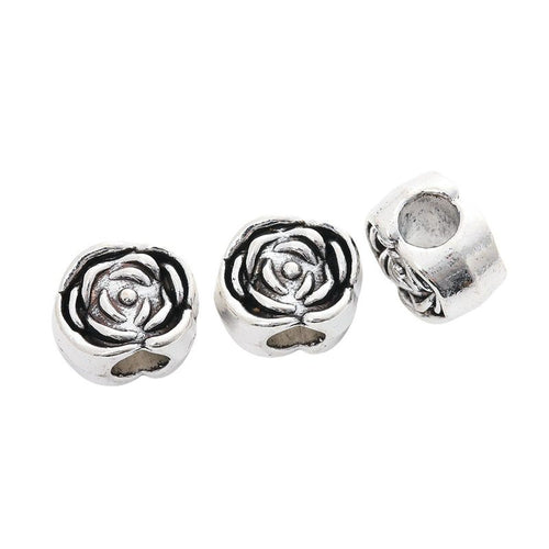 Antique Silver rose slider bead shown in product image 2